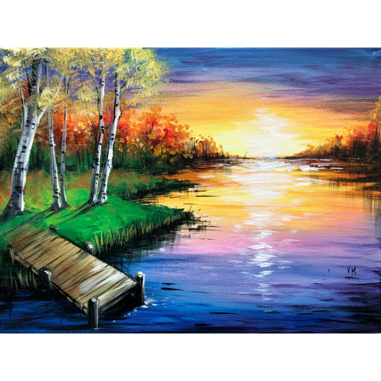 Boat on The Lake, Acrylic Painting