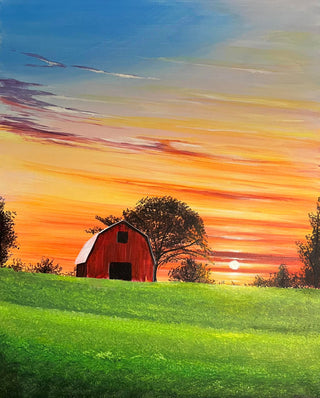 Sunset Barn - Acrylic | Instructor: Liesl