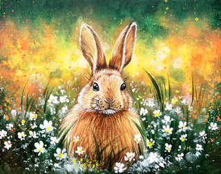 Bunny in White Daisies - Acrylic | Instructor: Vera