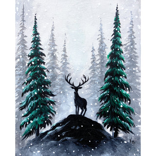 Original Acrylic Painting "Deer in the Spruce"