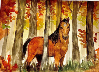 Horse in Fall Forest - Watercolour | Instructor: Ana