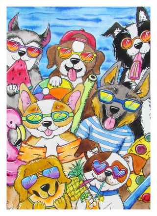 Poolside Pups - Watercolour | Instructor: Chris