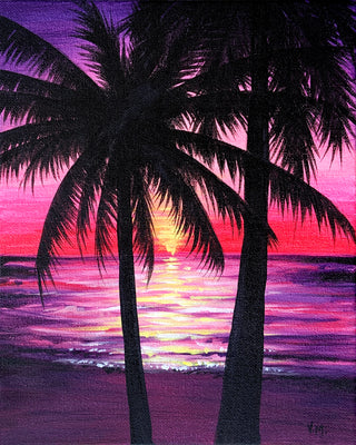 Purple Beach Sunset - Acrylic | Instructor: Vera