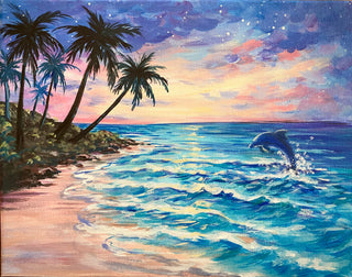 "Seascape Dreams" Monthly Paint Night - Acrylic | 16 Augusst 2026 @ 7:30pm Eastern