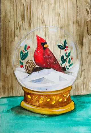 Snow Globe Cardinal - Watercolour | Instructor: Ana
