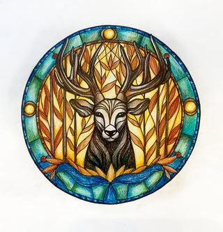 Stained Glass Deer - Coloured Pencils Drawing | Instructor: Vera