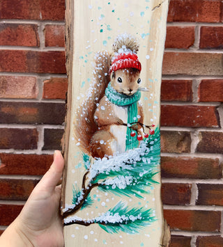 Winter Squirrel on Wood - Acrylic | Instructor: Vera