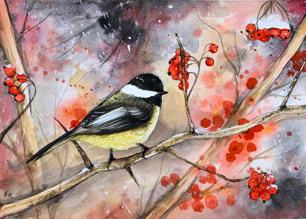 Chilly Chickadee - Watercolour | Instructor: Vera – Artists Palette Durham
