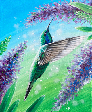 Humming Bird in Purple Flowers_LQ