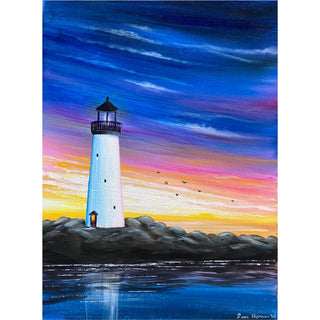 Lighthouse at sunset - Acrylic | Instructor: Vera