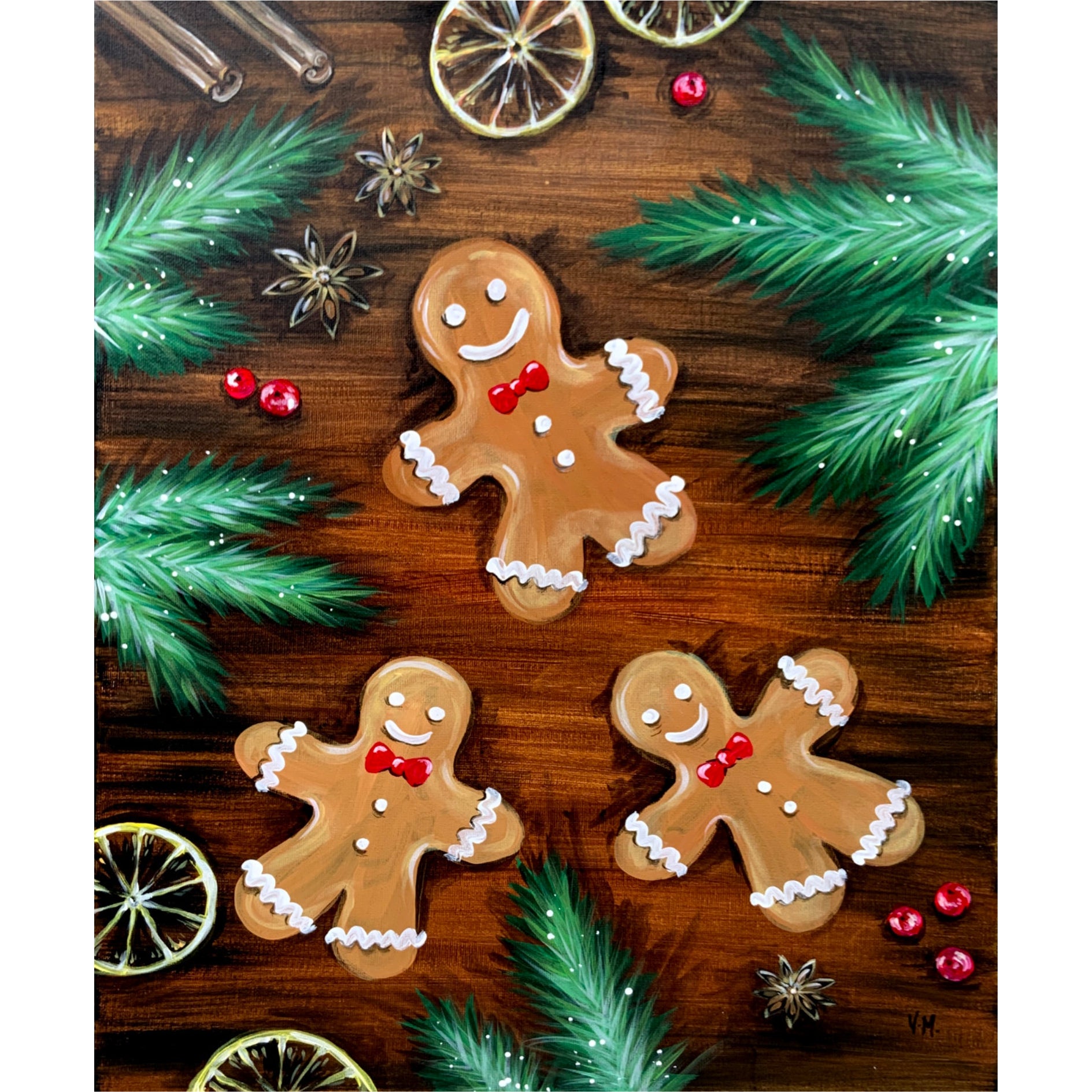 Gingerbread Friends - Acrylic | Instructor: Vera – Artists Palette Durham