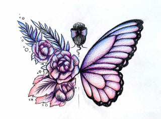 The wing and the blooms - Drawing | Instructor: Vera