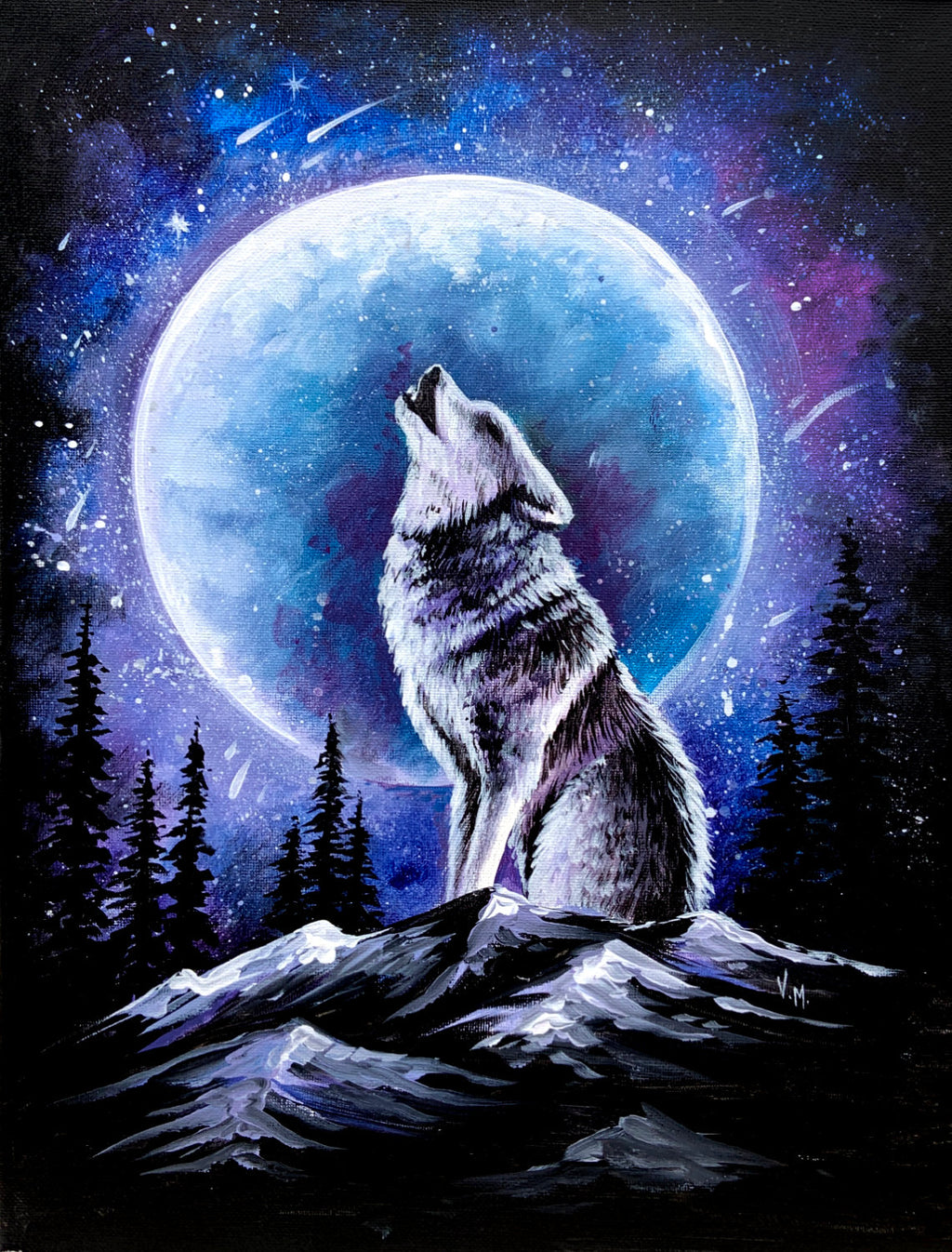 Wolf Howling At The Moon Art Design A Wolf Howling At The Moon In